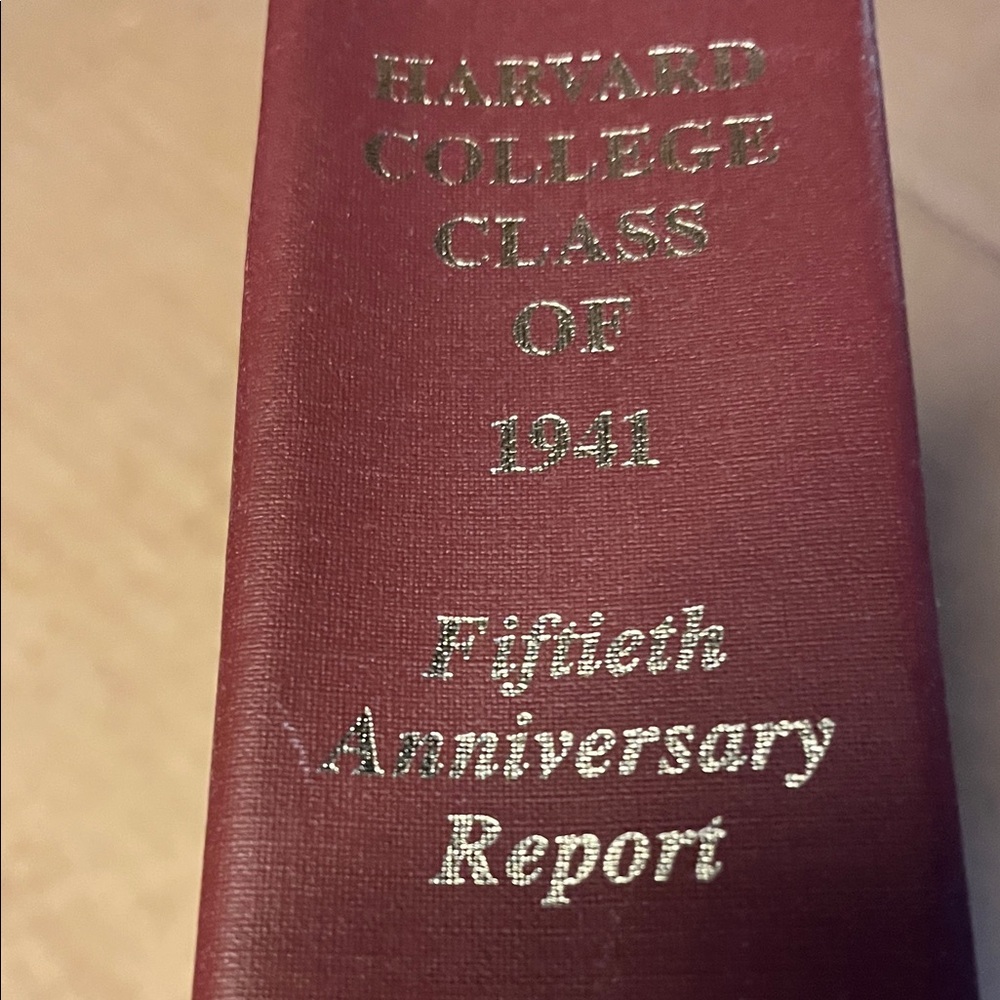 Harvard College Class of 1941 Fiftieth Anniversary Report - Burgundy Hardcover